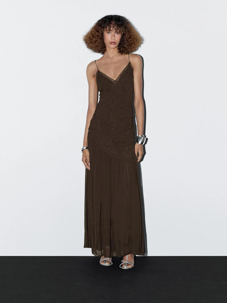 Robe longue nuisette froncée