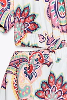 CUT OUT PRINTED POPLIN DRESS
