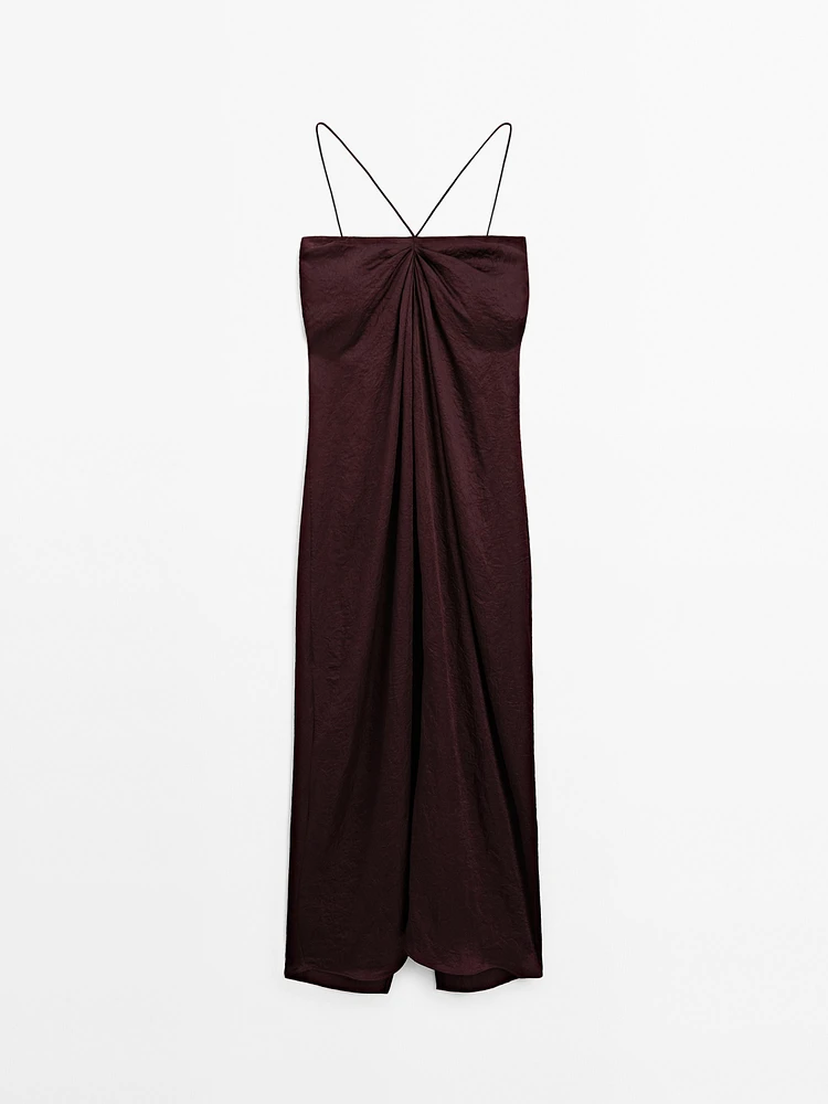 Draped satin midi dress - STUDIO
