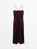 Draped satin midi dress - STUDIO