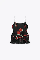 FLORAL PRINT RUFFLED TOP