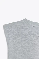 WASHED EFFECT T-SHIRT WITH SHOULDER PADS