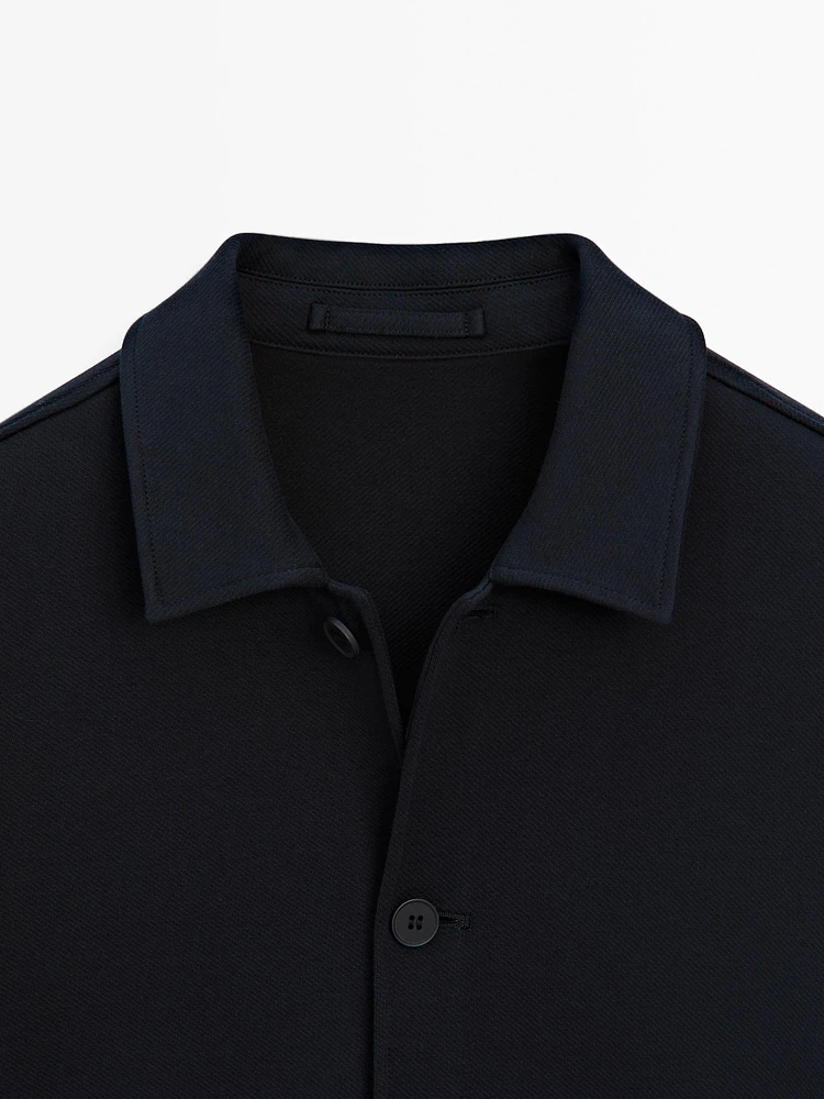 Cotton blend twill overshirt