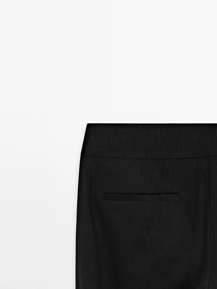 Straight-leg low-rise stretch trousers