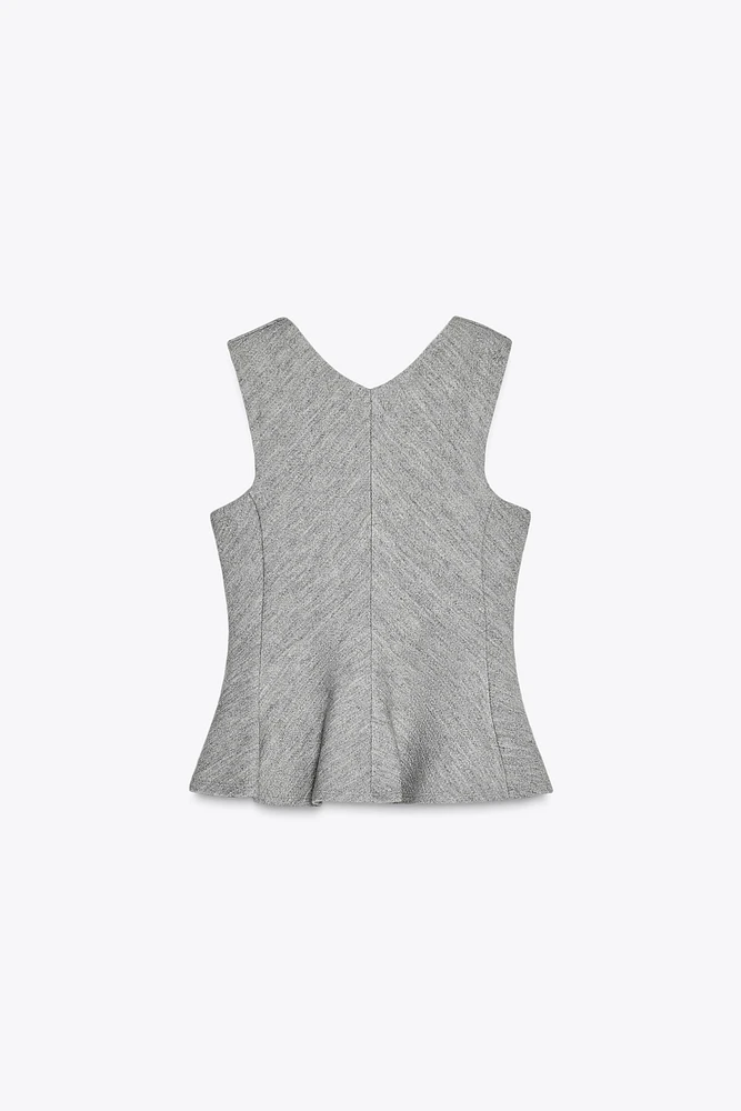 TEXTURED PEPLUM TOP