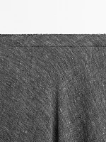 Linen blend midi skirt with flounce