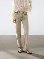 Mid-rise straight-leg cotton blend jeans