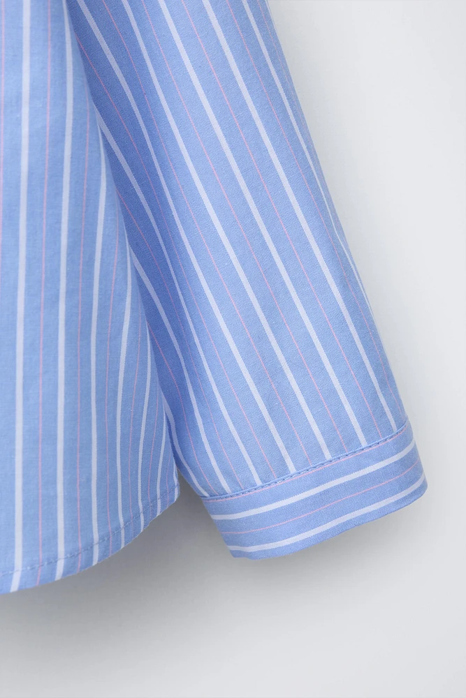 BOW TRIM STRIPED SHIRT
