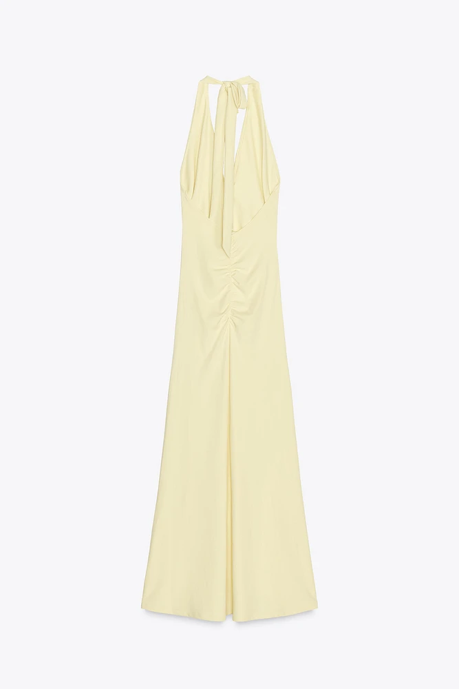 HALTER POLYAMIDE MAXI DRESS