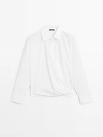 Chemisier drapé bas asymétrique 100 % coton