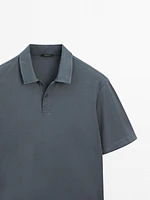 Slim fit cotton blend polo shirt
