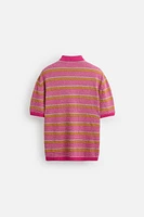 POLO EN MAILLE À RAYURES TEXTURÉ