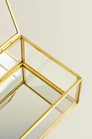 GLASS JEWELRY BOX WITH METAL BORDER