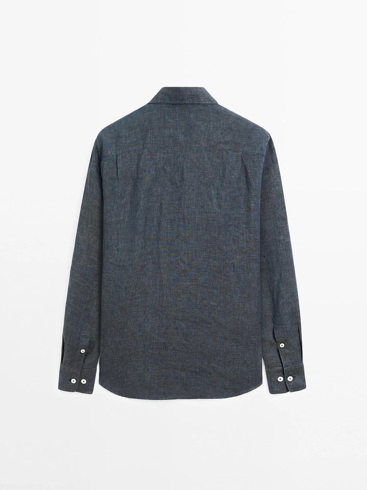 Surchemise regular fit lin délavé