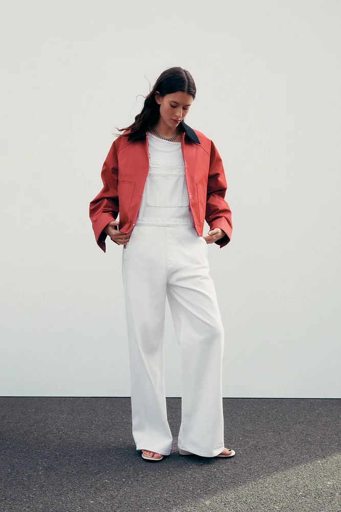VESTE CIRÉE À COL EN MATIÈRES VARIÉES