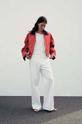 WAXED JACKET WITH CONTRASTING COLLAR