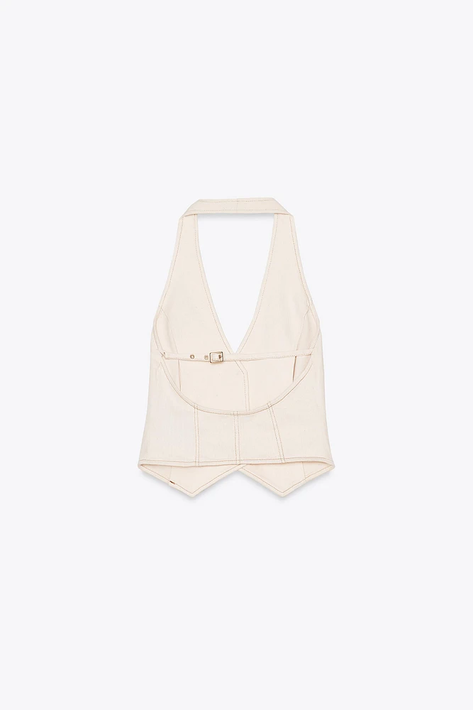 TOP HALTER SURPIQUÉ