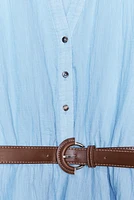 BELTED RUFFLED DRESS