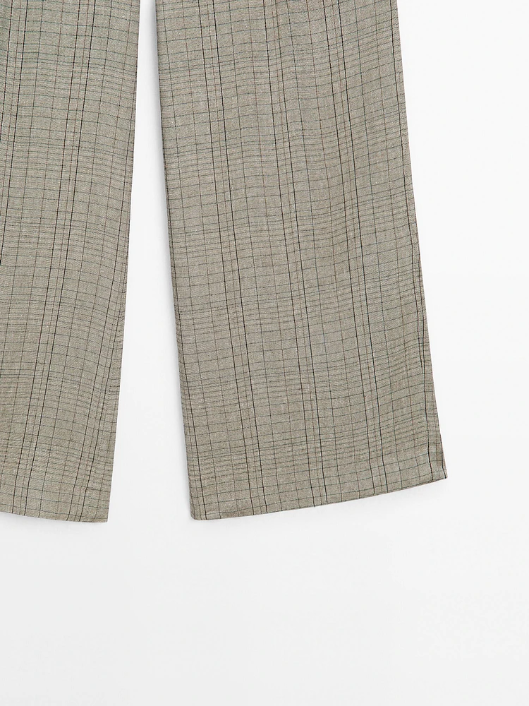 Pantalon de tailleur imprimé à carreaux
