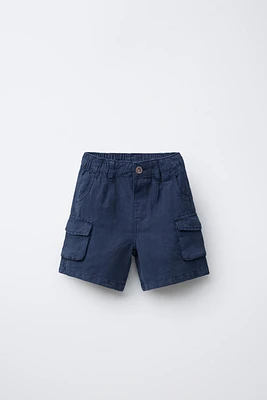 LINEN BLEND CARGO SHORTS