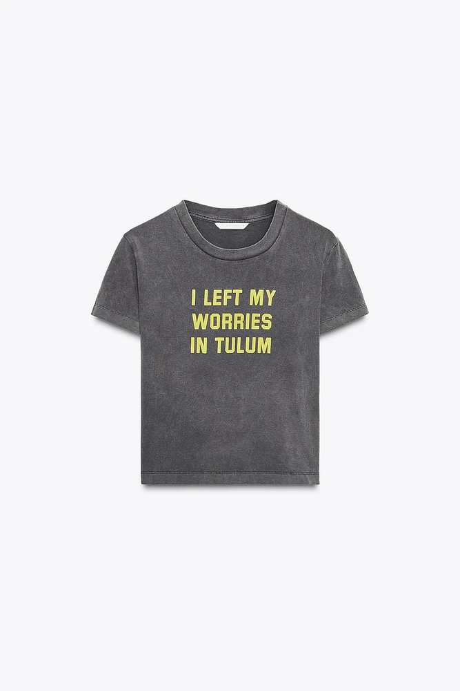 WASHED T-SHIRT WITH TEXT
