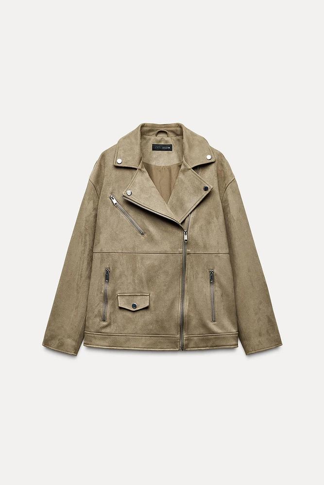 BLOUSON DE MOTARD EFFET DAIM