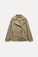 BLOUSON DE MOTARD EFFET DAIM