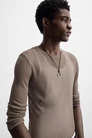 SEMI-SHEER RIBBED T-SHIRT