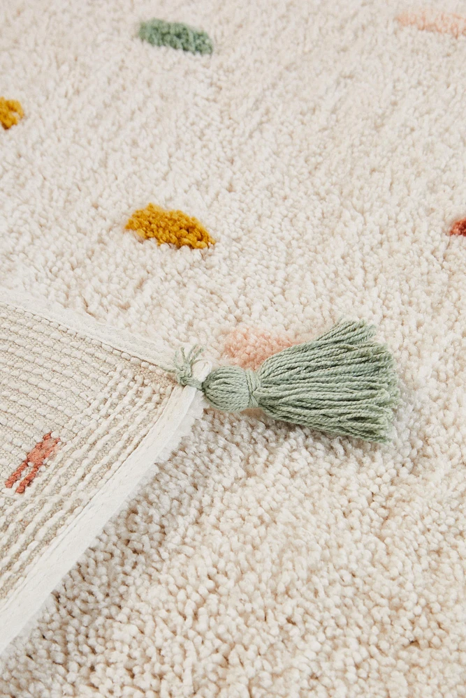 CHILDREN’S MULTICOLORED POLKA DOT COTTON AREA RUG