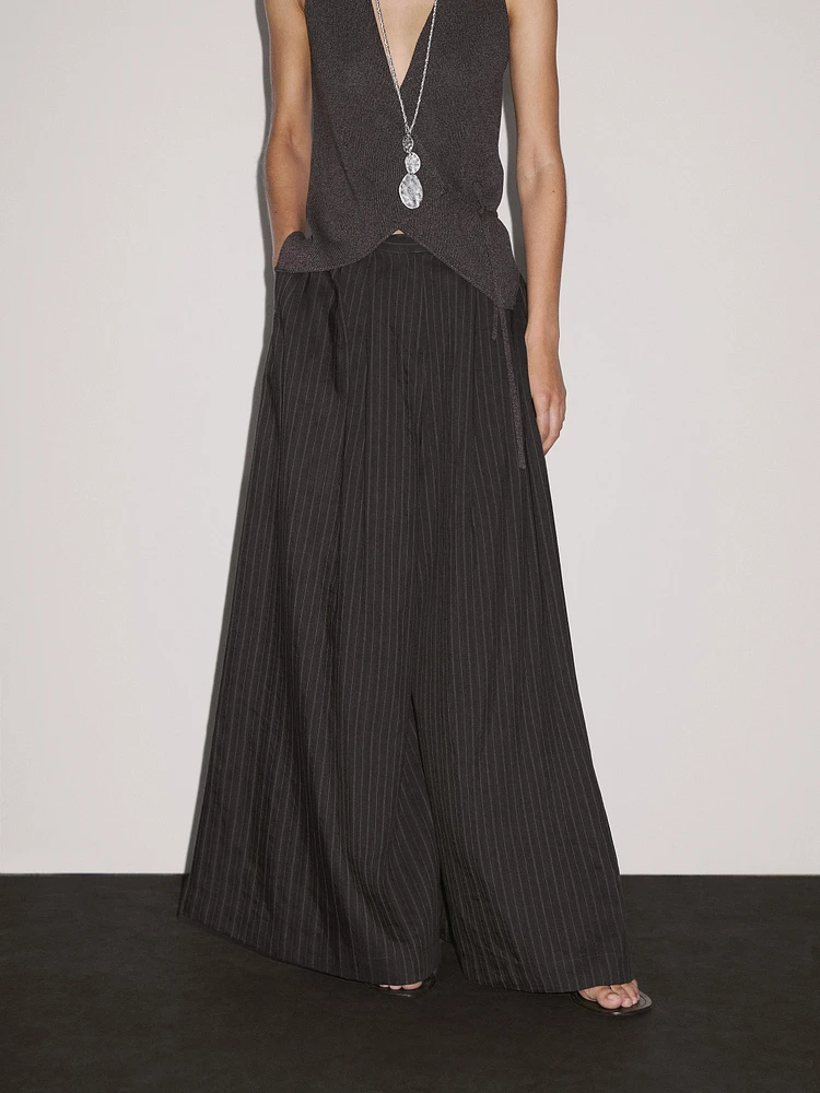 Pantalon wide leg triple pince