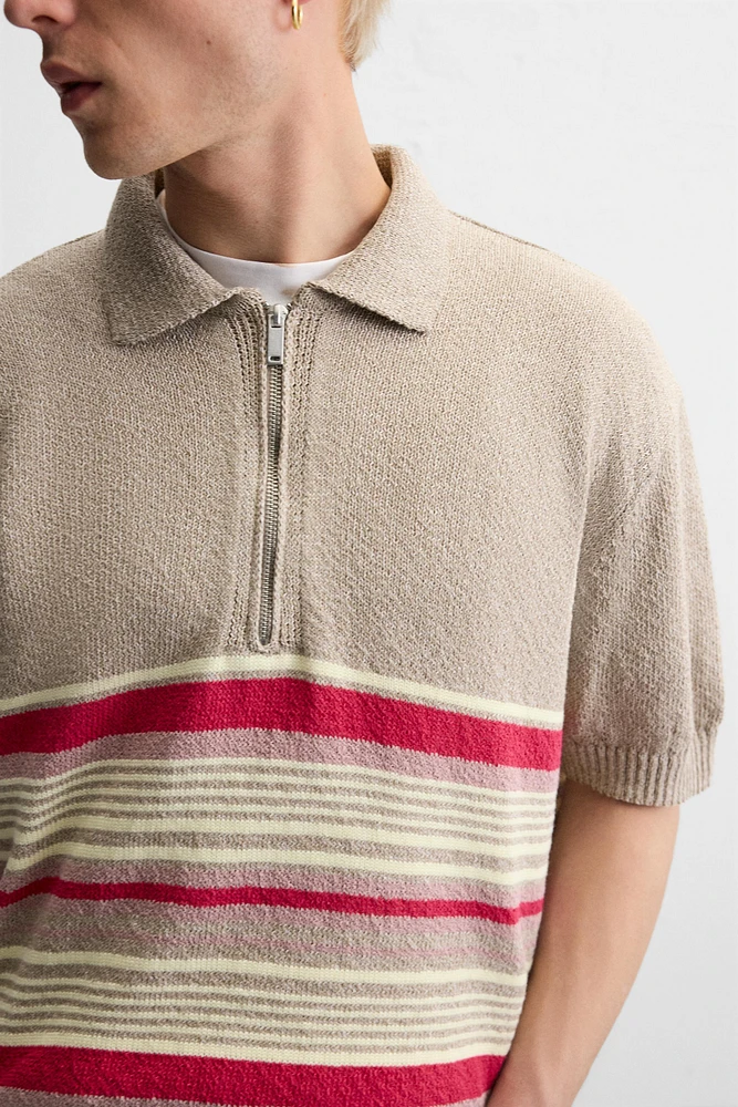 QUARTER ZIP KNIT POLO