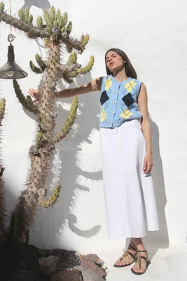 TOP GILET EN MAILLE À LOSANGES