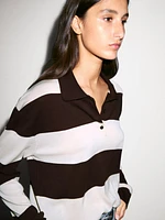 Pull en maille à col polo et rayures