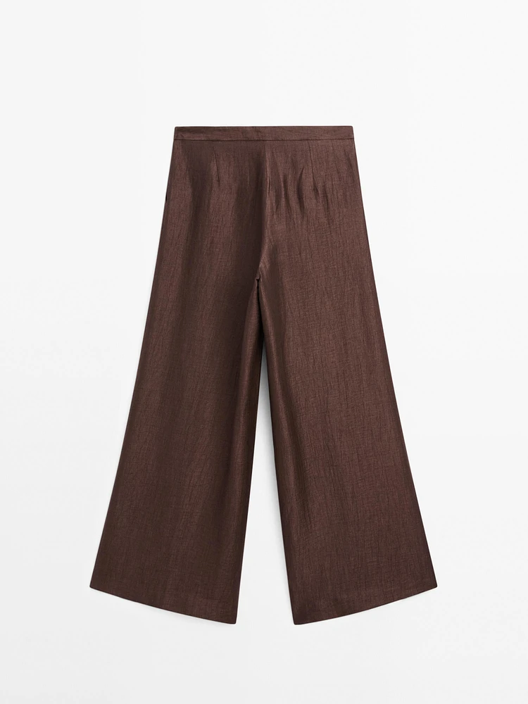 Pantalon large mid-rise crinckle