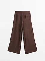 Pantalon large mid-rise crinckle