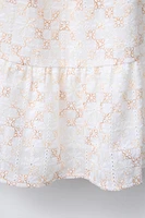 EMBROIDERED RUFFLE DRESS