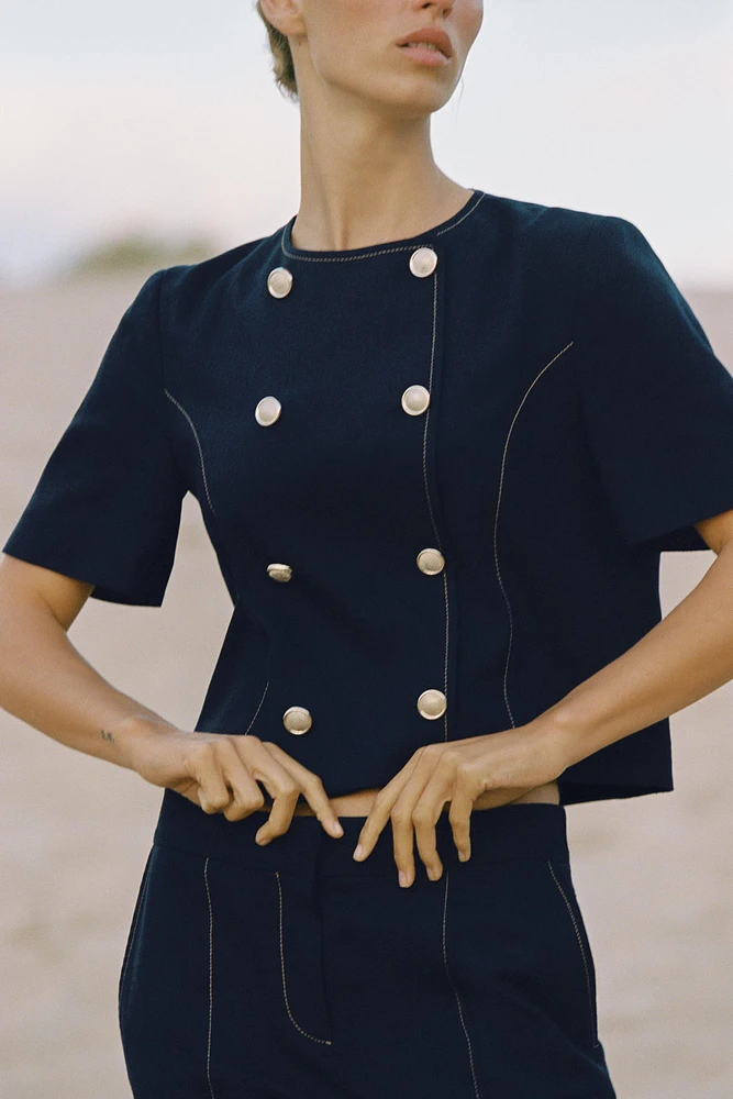 SHORT SLEEVE DOUBLE BREASTED BLAZER
