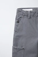 WIDE LEG TWILL PANTS WITH POCKETS