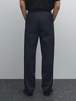 Slim fit cotton blend trousers.