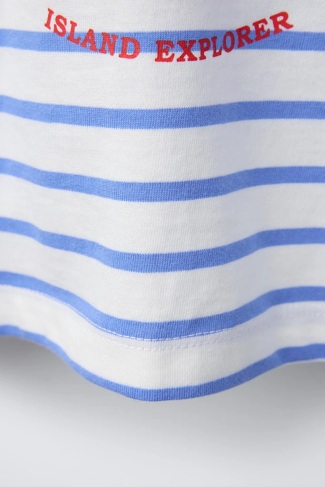 T-SHIRT À RAYURES IMPRIMÉ NAUTIQUE