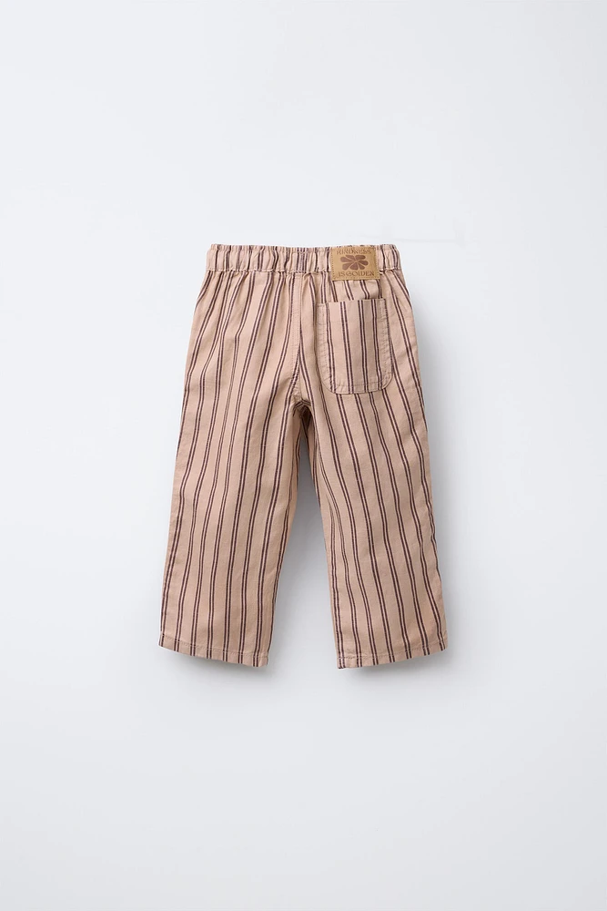 STRIPED TWILL FLOWY PANTS