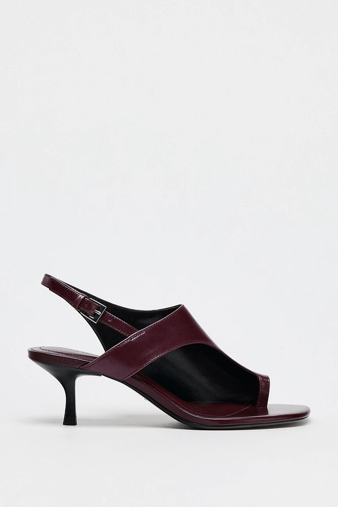 SANDALES À TALONS EN CUIR
