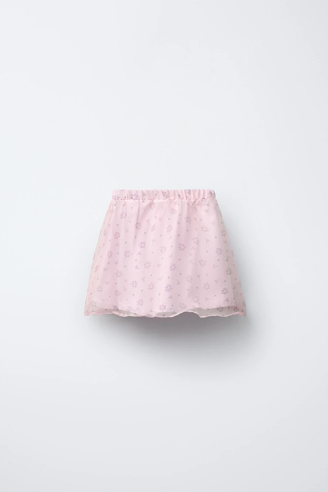 FLORAL ORGANZA SKIRT