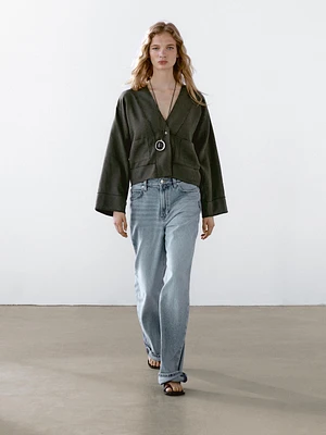 Kimono fluide avec poches en lin