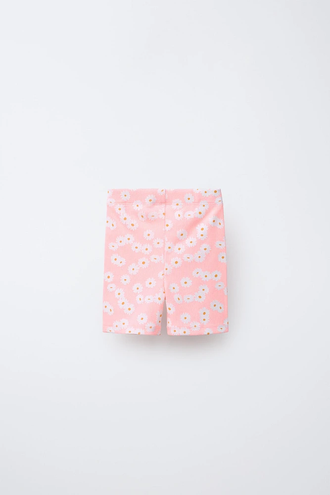 PRINTED RIBBED BIKE SHORTS