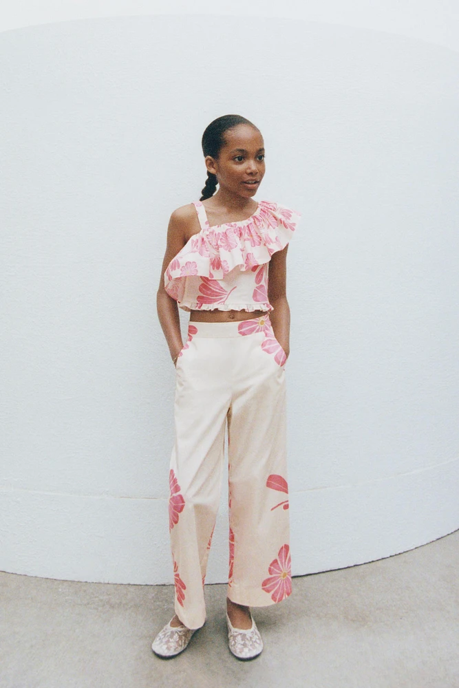 PANTALON DROIT À FLEURS