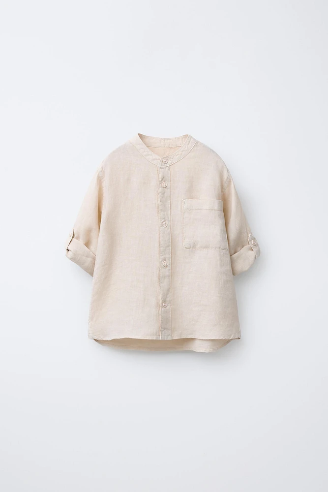 CHEMISE 100 % LIN À COL MAO