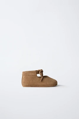 LEATHER BOW BALLET FLATS