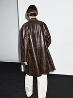 Distressed nappa leather coat