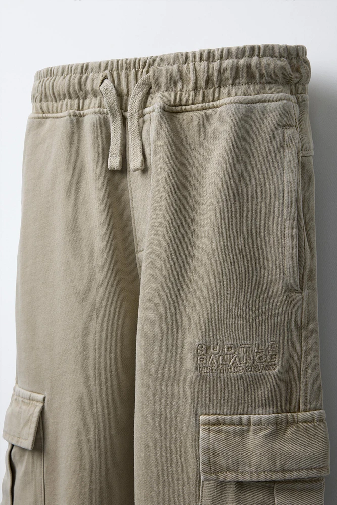 EMBROIDERED CARGO JOGGER PANTS